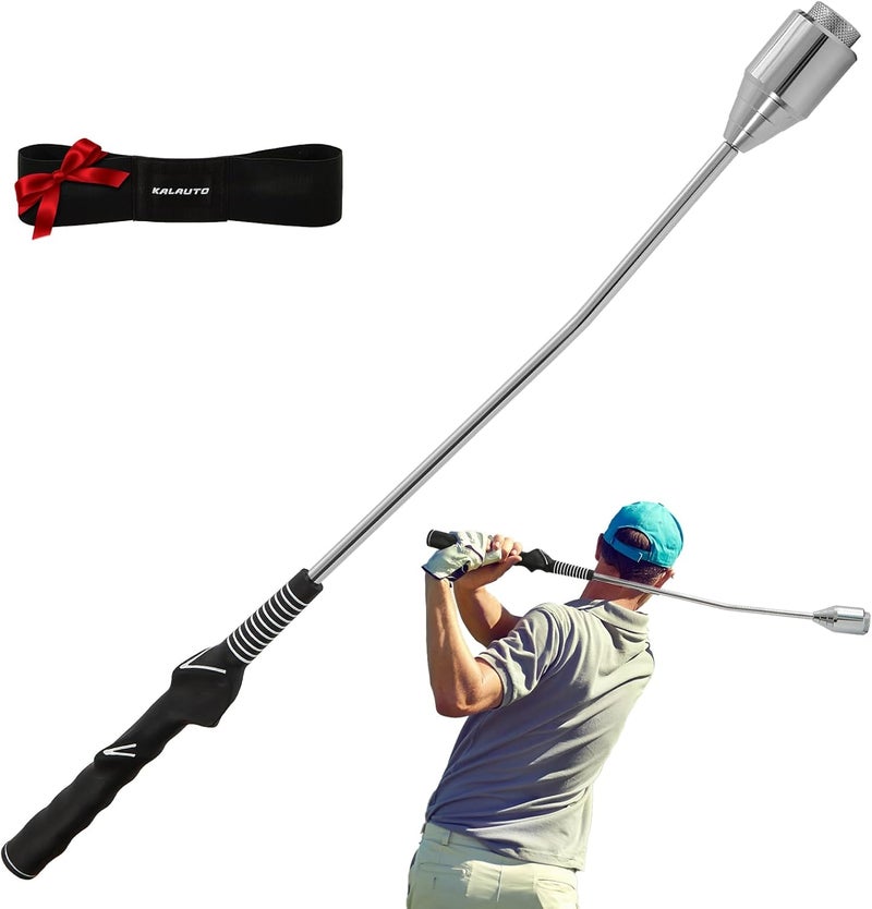 KALAUTO Golf Grip Swing Training Aid - Retractable Click Club Trainer Indoor Practice Warm Up Stick Flexible Telescopic Short Club Tempo Sound Release Trainer Devices - Image 1
